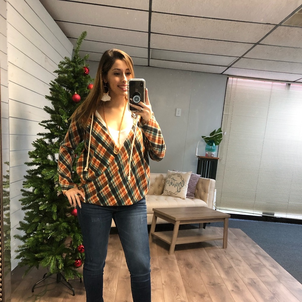 Green Checked Hoodie